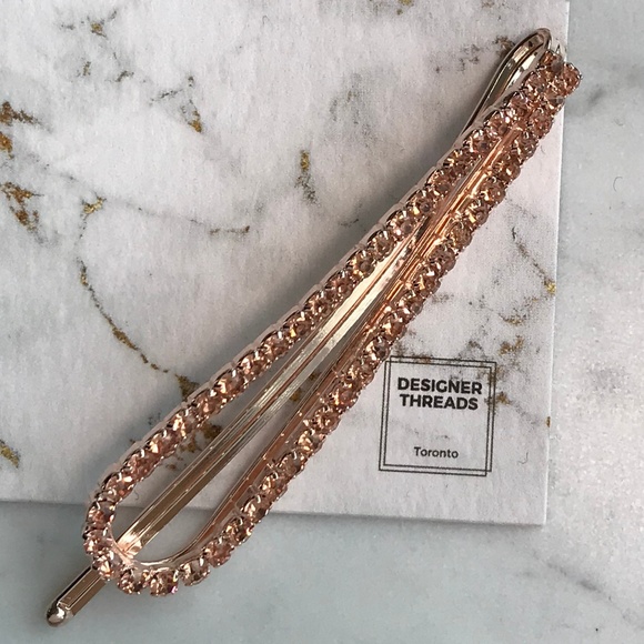 Accessories - ✨Crystal Rhinestone Edge Barrette - Pink+Rose Gold